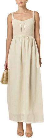 English Factory Mixed Media Open Back Dress in Cream at Nordstrom, Size X-Small