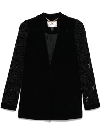 Nissa Blazer con ricamo a fiori - Nero