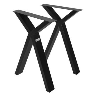 ML Design 2x patas de mesa industrial 50 x al 72 cm acero negro en forma de x