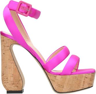 Sergio Rossi Hoge hak sandalen - Dames - Sandalen met hakken - Paars - 38 EU - Satijn - Schoenen