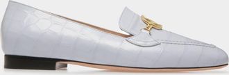 Bally Obrien Croc-Embossed Leather Loafers, Brand Size 37 ( US Size 6.5 )