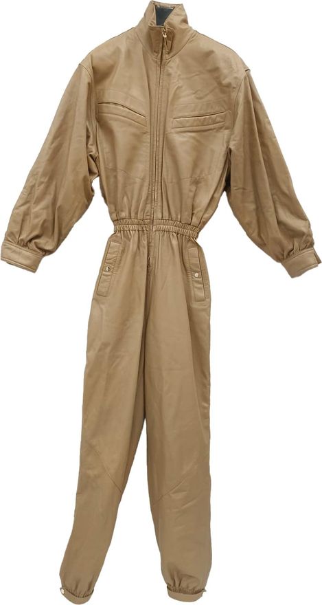 Espionage Boiler Jumpsuit in Beige Leather