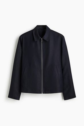 H&M Jacke aus Leinenmix in Regular Fit - Marineblau