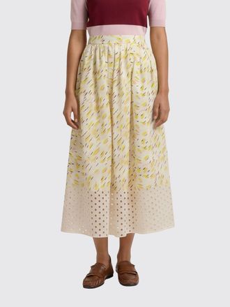 Marni Gonna midi in lino traforato con stampa astratta
