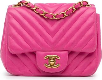Chanel Pre-owned Womens Chevron Flap Bag Chain - Dusty Pink Leather - One Size