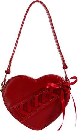 Generic Trendy Denim Heart Bag for Women, Sweet Letter Embroidery Convertible Leather Strap Armpit Shoulder Bag