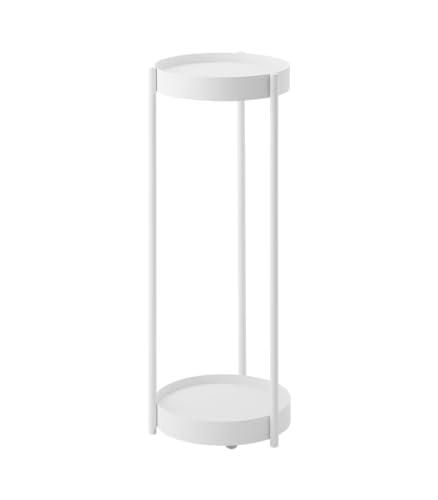 Yamazaki TOSCA Wäschekorb Rund – Minimalistisches Design Mit Holzgriffen | Weiß, Stahl/Holz, 40x45x40 Cm