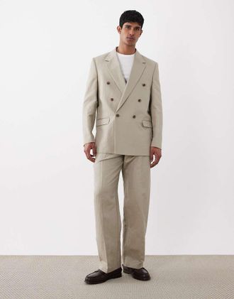 Asos Pantaloni da abito oversize affusolati in misto lino marrone chiaro