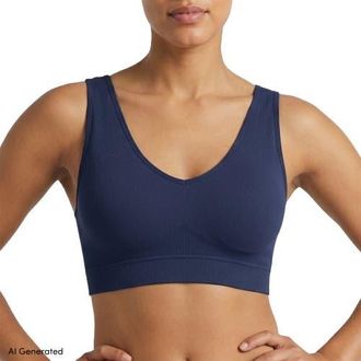 Lands End Full Coverage Bra Cotton Comfort Seamless in Navy at Nordstrom, Size Medium
