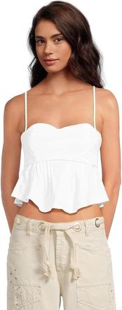 Free People One True Love Tank Top WomensWhite Sweetheart Neck Cropped BUU296