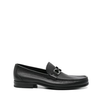 Ferragamo Loafers, male, Black, Size: 7 1/2 US Grandioso Leather Loafers
