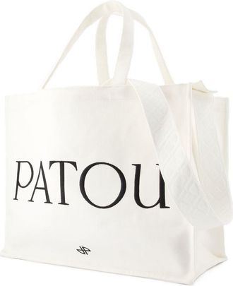 Patou Womens Logo-Printed Cotton Tote White