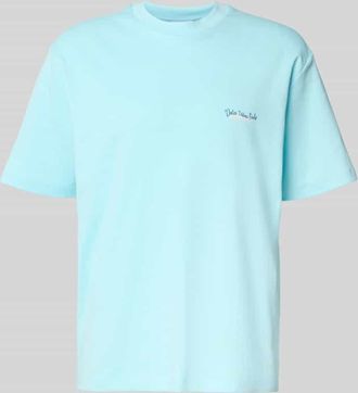 Lindbergh Lindbergh Oversized T-Shirt mit Label-Print in Hellblau, Gr&ouml;&szlig;e XXXL