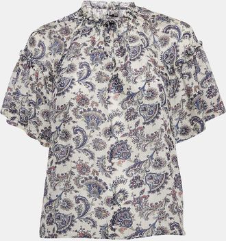 Isabel Marant Multicolor Silk Ruffled Top