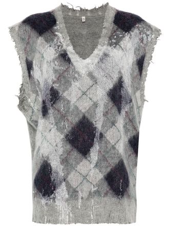 R13 argyle-knit vest - women - Nylon/Merino/Kid Mohair - M - Grey