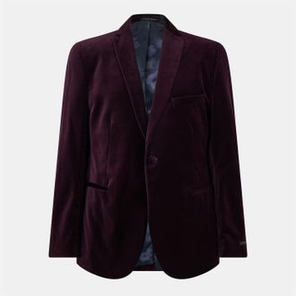Ted Baker Mens Velvet Formal Jacket in Burgundy - Size 38 (Chest)