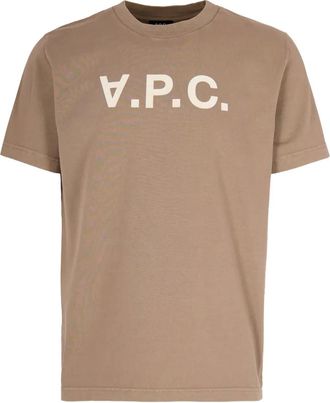 A.P.C. logo-detail crew-neck T-shirt - Beige