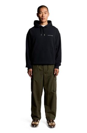 Lyle & Scott Script Brushback Pullover Hoodie in Dark Navy at Nordstrom, Size Xx-Large