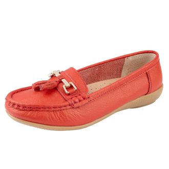 Jo & Joe Ladies LR Nautical Loafer Flatform Shoes Orange UK 6