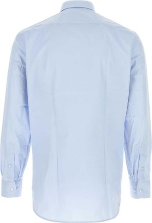 Etro Mens Pastel Light Blue Stretch Poplin Shirt B3033 Exterior: Cotton Elastane Camicie