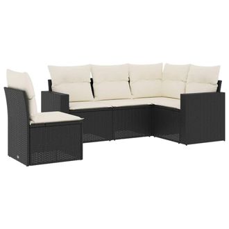 vidaXL Vidaxl - Set Divani Da Giardino 5 Pz Con Cuscini In Polyrattan Nero
