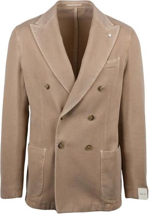 L.B.M. 1911 L.b.m. 1911, Jassen, Heren, Beige, XL, Katoen, Blazer Doppiopetto