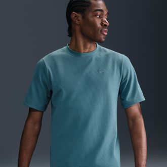 Nike Mens Primary Dri-FIT Seersucker Short-Sleeve Versatile Top in Blue | HJ4043-006