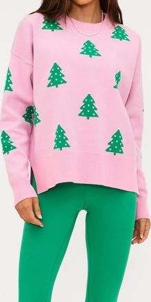 Beach Riot Callie Crewneck Sweater In Pink Christmas