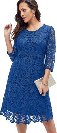 Jessica London Lace Fit & Flare Dress in Dark Sapphire at Nordstrom, Size 16