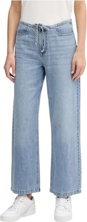 DKNY Relaxed Straight Leg met trekkoord met middelhoge taille - Dames - Regular Fit Jeans - Blauw - XL - Katoen - Jeans