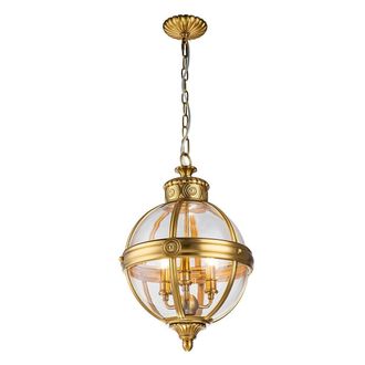 Netlighting Feiss Adams Spherical Pendant Ceiling Light Burnished Brass in Yellow