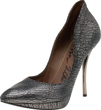 Lanvin Metallic Silver Leather Pointed Toe Platform Pumps