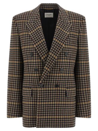 Saint Laurent Double Breasted Houndstooth Blazer
