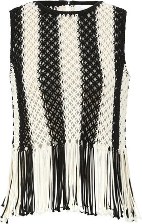 Zimmermann Top met franje afwerking van macram&eacute;-stof - Beige