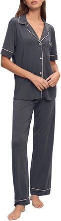 Eberjey Gisele Short Sleeve Pant Pajamas in Graphite/Sorbet Pink at Nordstrom, Size X-Small