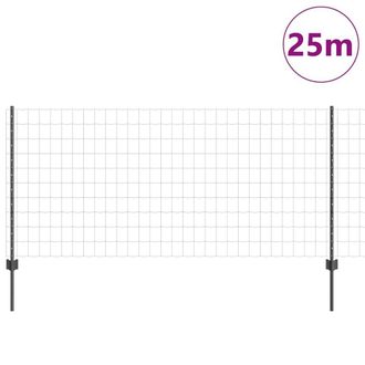 Berkfield Home Full Euro Fence with 22 U Posts Grey 1x25 m Steel