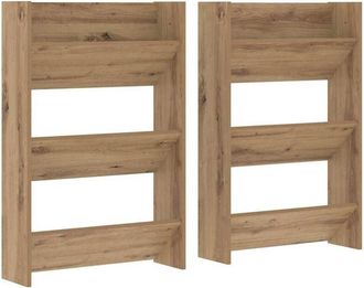 vidaXL Vidaxl - Armarios de zapato de pared con estante 2 pcs Roble artisan