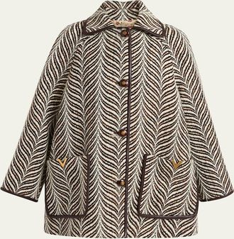 Valentino Garavani Wool Animal Jacquard Single-Breasted Coat