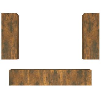 Berkfield Home 4 Piece TV Cabinet Set Smoked Oak Engineered Wood in Brown