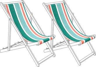 Beliani Conjunto De 2 Telas De Poli&eacute;ster Para Tumbona De Jard&iacute;n Patr&oacute;n De Rayas Exterior Multicolor Anzio / Avellino