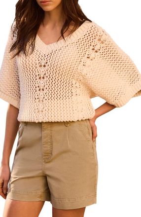Mint Velvet Open Knit Crochet Top in Ivory at Nordstrom, Size X-Small