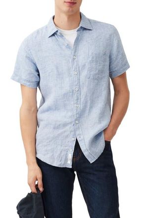 Rodd & Gunn Palm Beach Sports Fit Short Sleeve Linen Button-Up Shirt in Denim at Nordstrom, Size Xxx-Large
