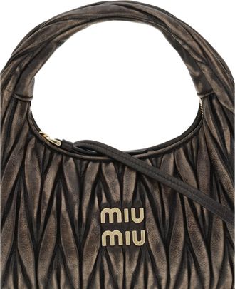 Miu Miu Womens Shoulder Bag Wander Quilted Leather Brown Lamb