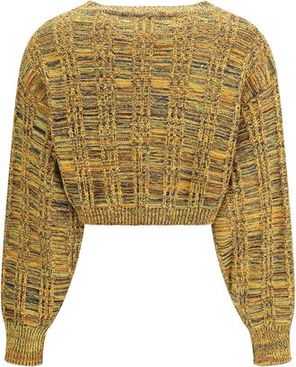 Kristina Ti Womens Crop Sweater Groove Ochre Cotton
