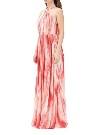 Elisabetta Franchi Red Viscose Voile Long Dress