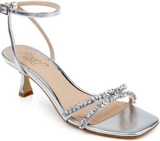Badgley Mischka Nayla Ankle Strap Sandal in Silver Metallic at Nordstrom, Size 9.5