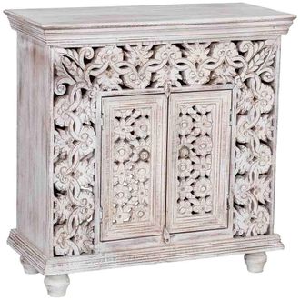 Wanderlust Deco Recibidor De Madera Gris Acabado Artesanal 90x40x90cm