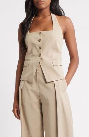 Mango Olivia Halter Neck Vest in Medium Brown at Nordstrom Rack, Size X-Small