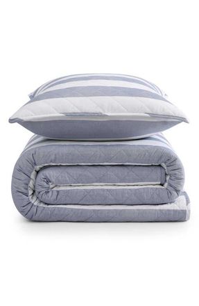 Tommy Hilfiger Capri Stripe Quit & Shams Set in Navy Blue-Navy Blue at Nordstrom, Size Full/queen