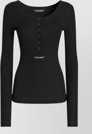 Dolce & Gabbana long sleeve scoop neck silk nylon top